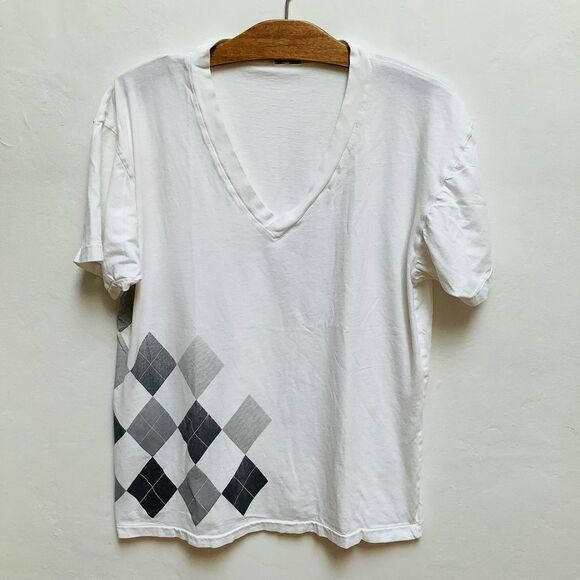 VINTAGE CHECKED SHIRT SMALL/MEDIUM BLACK WHITE Y2K - Picture 1 of 3